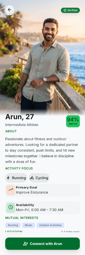 Fitlync Athlete Profile Screen